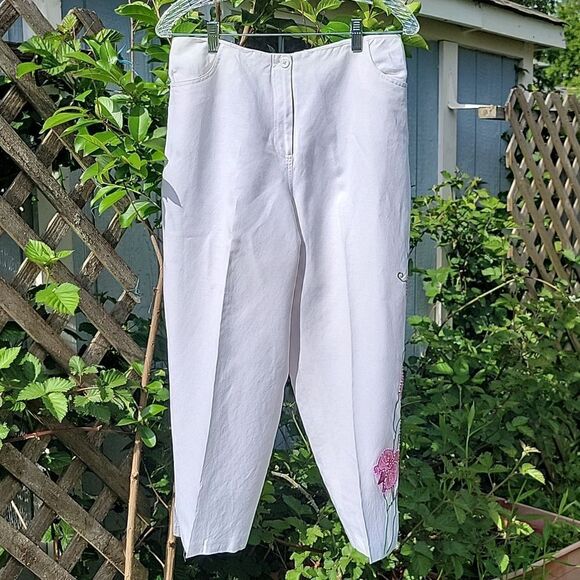 ❤️Women’s Cropped  high-rise LINEN Pants fully lined by Larry Levine,  S… - Picture 2 of 15